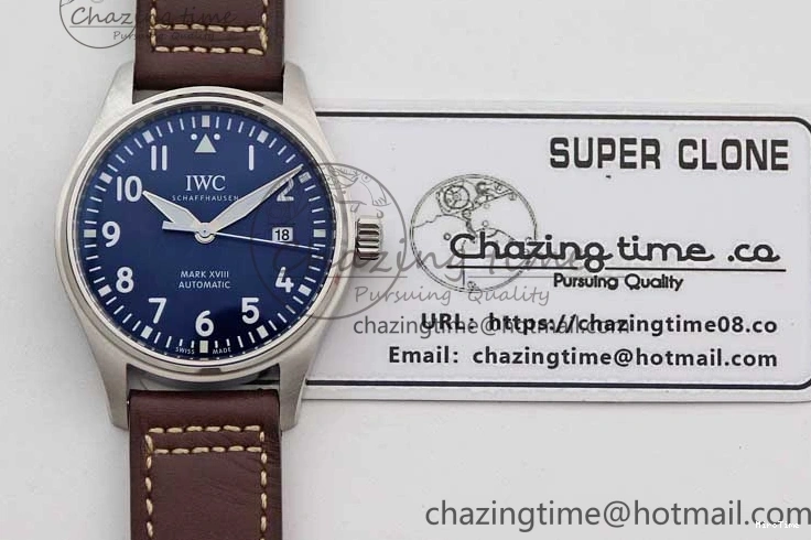 MIROTIME 0416 Mark XVIII IW327010 SS M+F 1:1 Best Edition Blue Dial on Brown Leather Strap A Resilient 7051